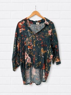 Anthropologie-Inspired Floral High-Low Blouse x Size Medium x Boho Romantic